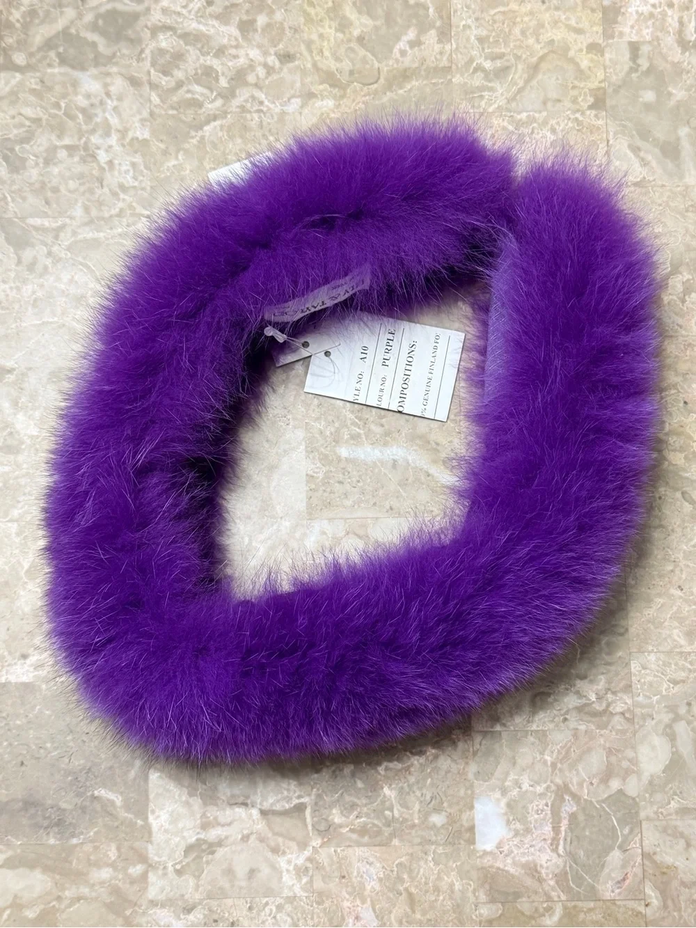 Lily & Taylor NWT Vintage Finland Fox Fur Headband Purple Neck Warmer